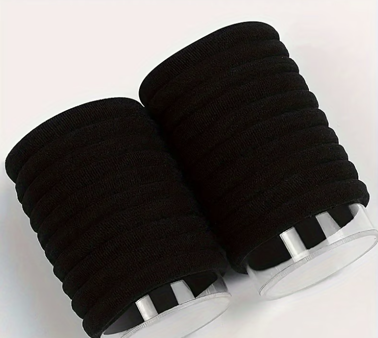 No More Breakage | 50 Seamless Thick Elastic Hair Ties for Curly & Thick Hair