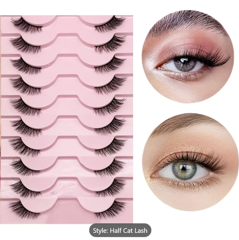 That Cat Eye Look You Love | 10 Pairs Fluffy Half Lash False Eyelashes