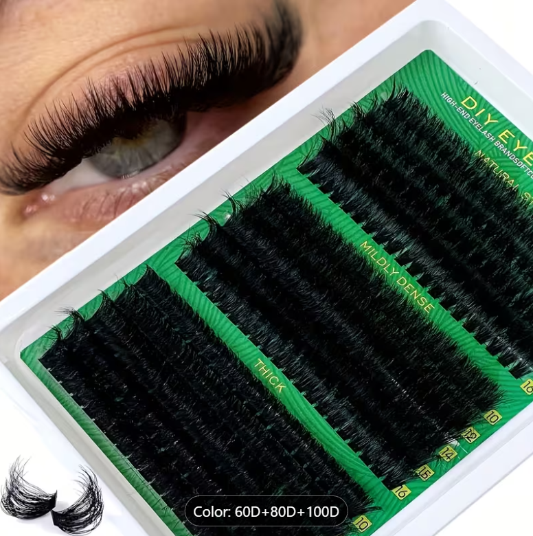 300pcs Faux Mink Individual Eyelash Extensions | 40D–100D Fluffy Dramatic Lashes