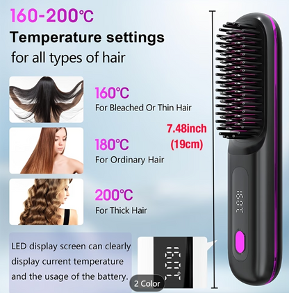 Sleek Hair in Seconds | Cordless Rechargeable Hair Straightener Brush