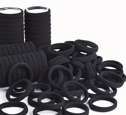 No More Breakage | 50 Seamless Thick Elastic Hair Ties for Curly & Thick Hair