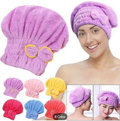 No More Dripping Hair | 2 Pack Quick-Dry Microfibre Hair Towel Wrap with Bow