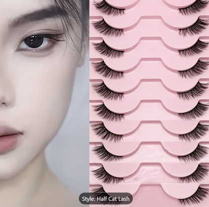 That Cat Eye Look You Love | 10 Pairs Fluffy Half Lash False Eyelashes