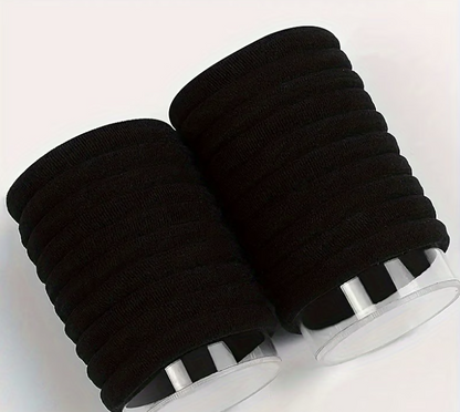 No More Breakage | 50 Seamless Thick Elastic Hair Ties for Curly & Thick Hair