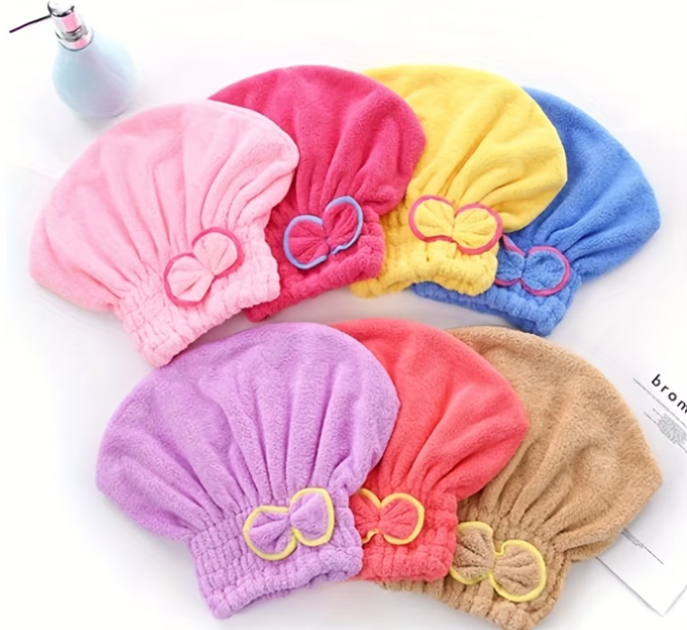 No More Dripping Hair | 2 Pack Quick-Dry Microfibre Hair Towel Wrap with Bow