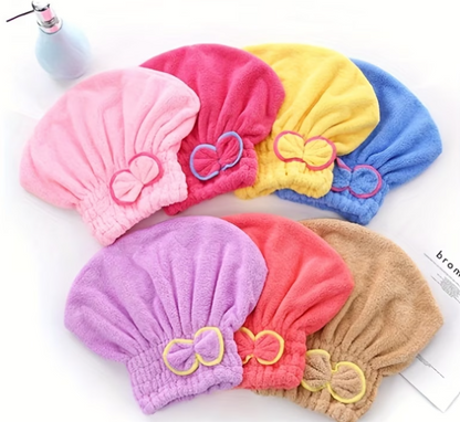No More Dripping Hair | 2 Pack Quick-Dry Microfibre Hair Towel Wrap with Bow