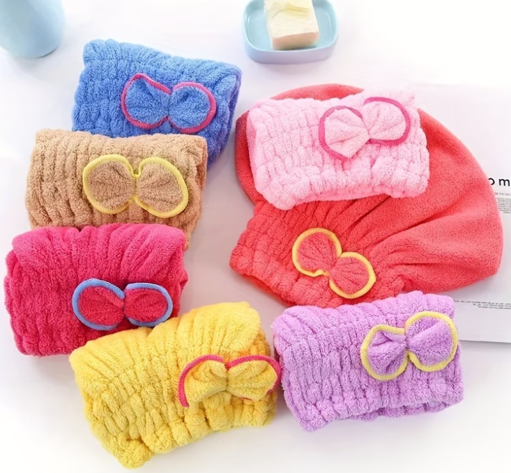 No More Dripping Hair | 2 Pack Quick-Dry Microfibre Hair Towel Wrap with Bow