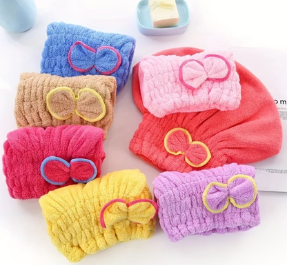 No More Dripping Hair | 2 Pack Quick-Dry Microfibre Hair Towel Wrap with Bow
