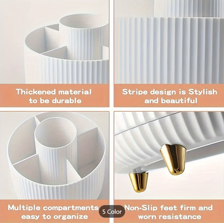 Keep Your Glam Organised | 360° Rotating Makeup Brush & Cosmetic Organiser