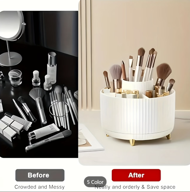 Keep Your Glam Organised | 360° Rotating Makeup Brush & Cosmetic Organiser