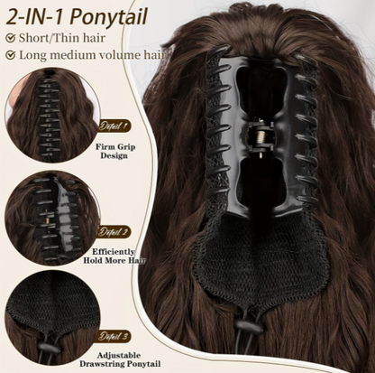Gorgeous Hair in Seconds | 30" Wavy Clip-In Ponytail Extension
