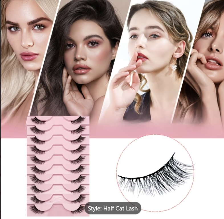 That Cat Eye Look You Love | 10 Pairs Fluffy Half Lash False Eyelashes