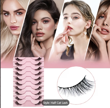 That Cat Eye Look You Love | 10 Pairs Fluffy Half Lash False Eyelashes