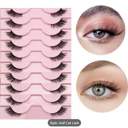 That Cat Eye Look You Love | 10 Pairs Fluffy Half Lash False Eyelashes